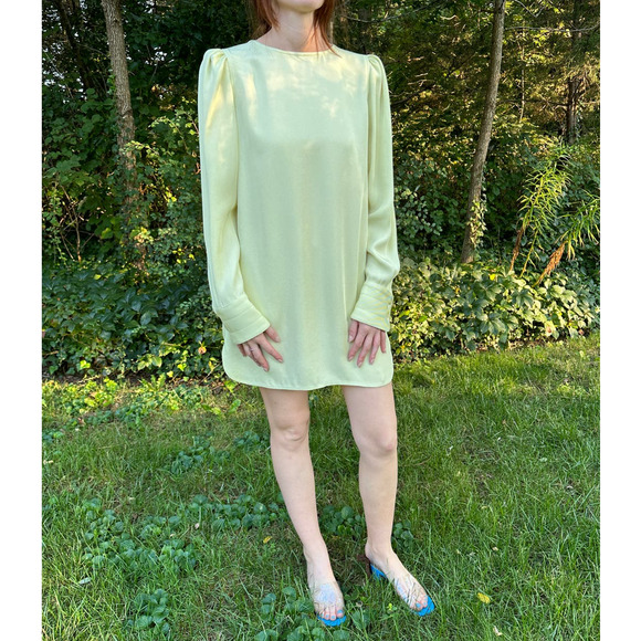 Maria McManus Size 4 Gathered Shoulder Mini Dress Lemon Ice Long Sleeve NWT $990 - Picture 5 of 16